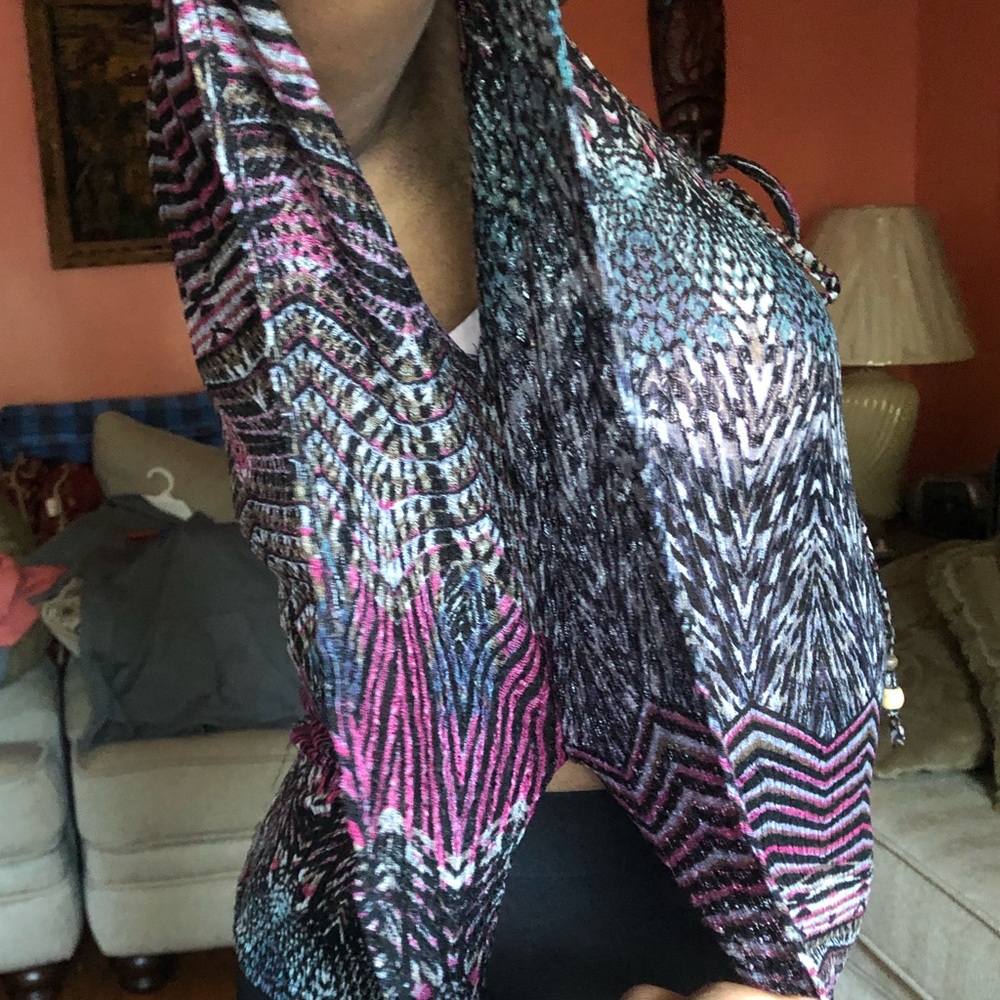 Thin Sheer Multi-Patterned Shirt - Picture 8 of 12